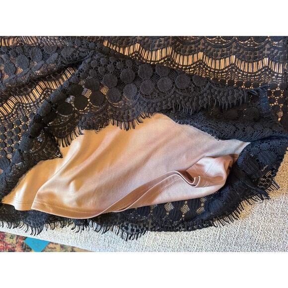 Jessica Howard Illusion Sleeve Crochet Lace Black Shift Lined Dress Sz 14 - Picture 6 of 11